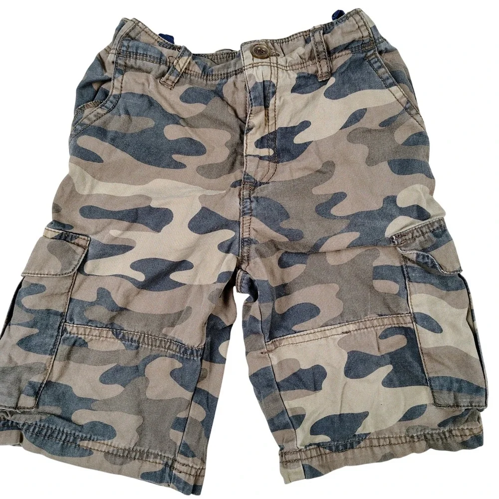 Carters Boys Size 6 Camo Cargo Shorts Green Brown Cotton Canvas